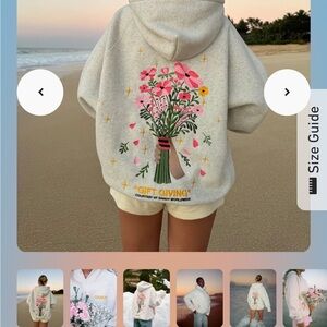 Floral Graphic Hoodie - Gray-Size M